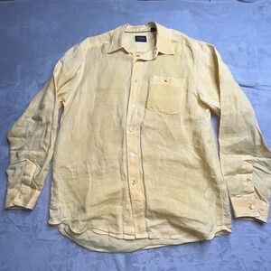 Indigo Palms Denim Co by Tommy Bahama Yellow 100% Linen Shirt Mens Large
